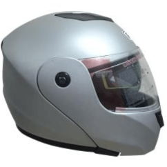 Casco abatible color plata mate R7 Racing. Talla M. Doble mica (7101-1427)