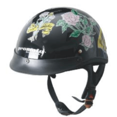 Casco tipo chopper PROMOTO. Pink Roses series. Talla S.