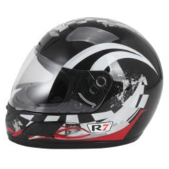 Casco cerrado R7 Racing bandera Pits negro/gris/rojo Talla L (7103-2379)