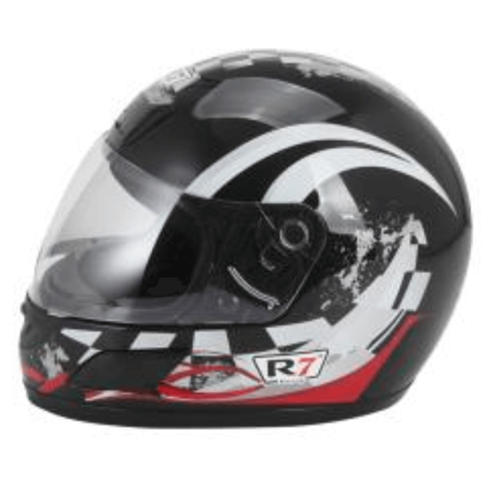 Casco cerrado R7 Racing bandera Pits negro/gris/rojo Talla L (7103-2379)