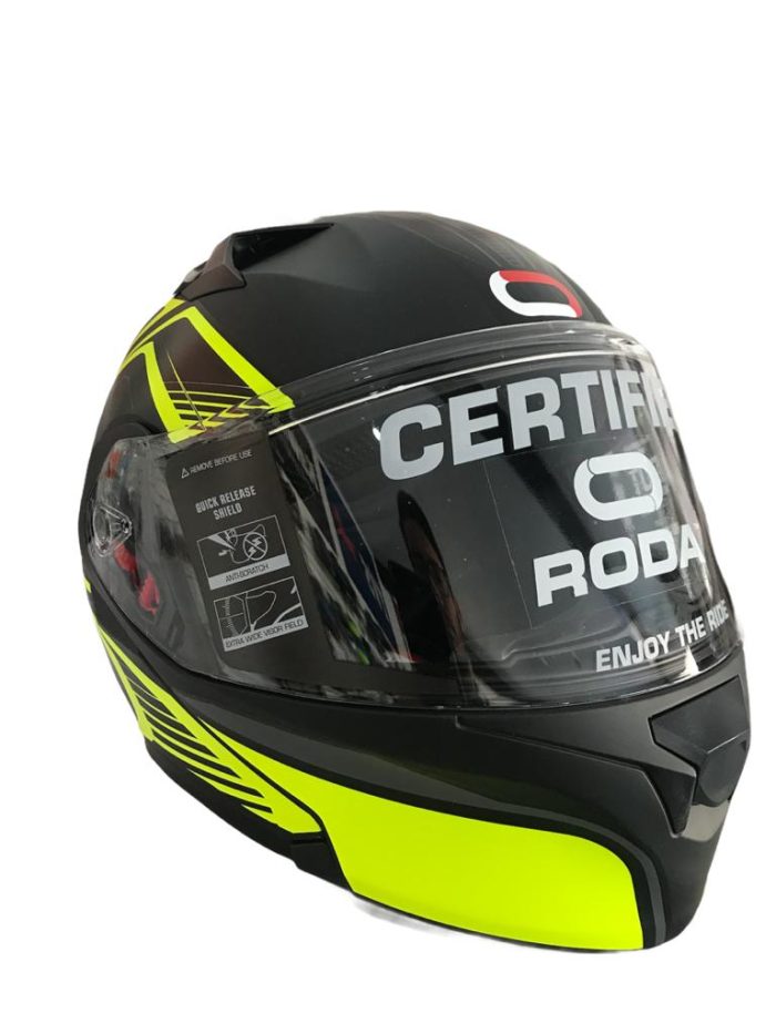 CASCO ABATIBLE RODA RUSH AMARILLO/NEGRO TALLA “XL” DOT