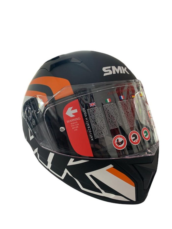 CASCO CERRADO SMK STELLAR NEGRO NARANJA TALLA "M"